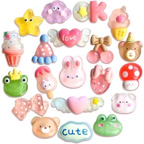 12 20Pcs Resin Bling Shoe Charms for Clog Slides Sandals, Cute Animals Shoe Accessories for Party Favor
