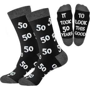 50th Birthday Gifts For Him,Mens 50th Birthday Decorations,Cool Gifts For 50 Year Old Man,Best Gifts 50th Birthday, Mens 50th Birthday Gift Ideas,Funny Crews Black Cotton Socks