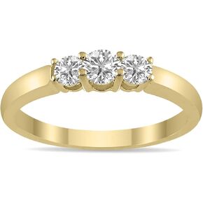 1/2 Carat - 2 Carat Three Stone Lab Grown Diamond Ring (G-H Color, VS1-VS2 Clarity) Available in 14K Yellow Gold