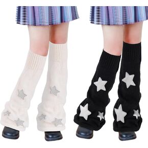 Junely 2 Pairs Leg Warmers for Women Kawaii Leg Warmer Cute Legwarmers Japanese Socks Halloween Goth Emo Gyaru Accessories
