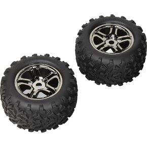 Traxxas 4983A Black Chrome Wheels with Geo Tire 17mm, Maxx and Revo, 2-Piece