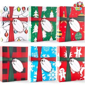 JOYIN 6 PCS Christmas Card Holders Gift Boxes, Gift Card Boxes with Bows and Tags, for Holiday, Cash Holder Gift Boxes, Xmas Candy Wrapping Paper, Gift Extra-Special