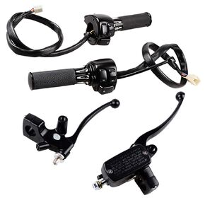 1" Handlebar Headlight Horn Turn Signal Light Switch + Left Clutch Lever + Right Hydraulic Brake Master Cylinder Compatible with 1996-2012 Harley Sportster XL XR Dyna V-Rod VRSC Touring