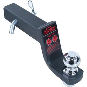 TOPTOW 64170 Trailer Hitch Ball Mount Kit with 2 inch Trailer Ball and 5/8 inch Hitch Pin, 4 inch Drop, Fits 2 inch Hitch Receiver, Matte Black