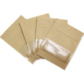 PABCK 50 Pcs 3 Sizes Clear Window Kraft Paper Resealable Bag Seed Packets Small Coin Envelopes Heat Seal Pouch with Tear Notch for Sample Gift Party Favor for Family Pet Cat Dog Food Storage Packaging
