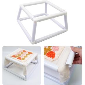 Square Embroidery Hoops, Double Layers Cross Stitch Hoop, Plastic Clip Frame for Embroidery, DIY Cross Stitch Frame for Quilting, Embroidery, Punch Needle, Silk-Painting, 9.8x9.8in, 11.8x11.8in