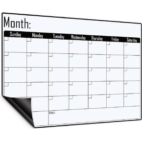 Magnetic Dry Erase Monthly Calendar Board, 16"×12‘’ Grocery to Do List Planner, Magnet Calendar Whiteboard for Refrigerator, Kitchen