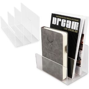 LANIAKEA 2 قطعة منظم ملفات أكريليك 3 أقسام حامل ملفات أكريليك، منظم ملفات شفاف للأظرف والبريد والإلكترونيات in Kuwait