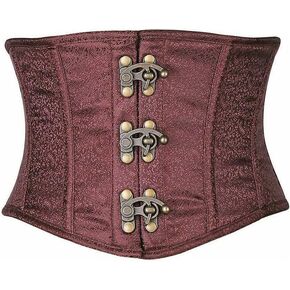 Daisy corsets womens Top Drawer Brown Brocade Steel Boned Mini Cincher W/Clasps