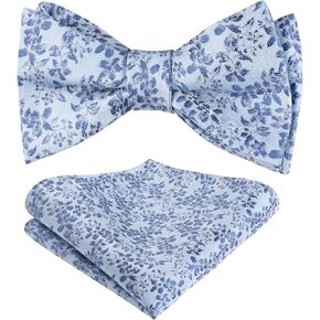Alizeal Mens Floral Self Tied Bow ties with Flower Patternd Handkerchief Set