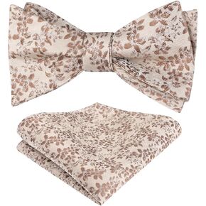 Alizeal Mens Floral Self Tied Bow ties with Flower Patternd Handkerchief Set
