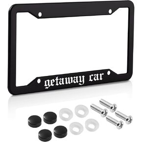 Nothing Good Starts in A Getaway Car License Plate Frame for Car Decorative Accessories Stainless Steel License Plate Cover for Women Auto Decoration for USA Canada License Plate Holder 12x6 Inch