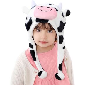 MICHLEY Plush Funny Animal Hat with Ear Flaps Halloween Party Cap Cozy Winter Hat for Kids Teens