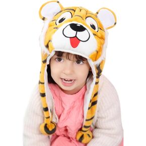 MICHLEY Plush Funny Animal Hat with Ear Flaps Halloween Party Cap Cozy Winter Hat for Kids Teens