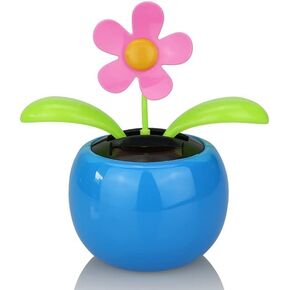 Blue Car Dashboard Decoration Car Solar Dashboard Toy, Solar Powered Dancing Sunflower for Car Home Offices Tabletop Decorations Gifts for Men and Women