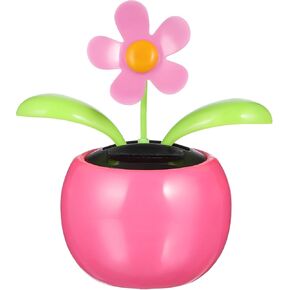 Car Dashboard Decoration Dancing Solar Powered Flower Cartoon Desktop Decoration for Women Car Home Office Shaking Ornament Lovely Happy Dancing Flower Adornment (Pink)