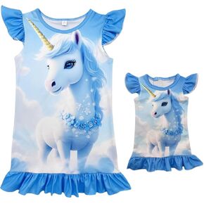 Bow Dream Girl Dress and Matching American Girl Doll Clothes for Girls Blue Cute Size 130