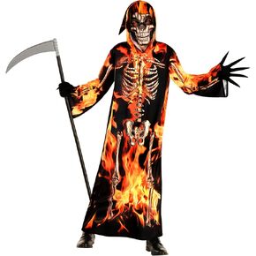 Morph Boys Fire Grim Reaper Halloween Costume Child Reaper Costume - Scary Costumes for Kids - Grim Reaper Costumes For Boys