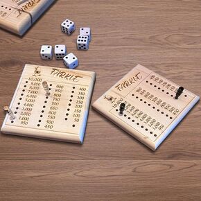 Farkle Dice Tray, Farkle Classic Dice Game with 12" Wooden Tray 2 Sets of 6 Pearl Dice, Classic Home Game Stand (Dice Board)
