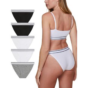 Cloud Cotton Logo French Cut Underwear 5-Pack - Stretch Cotton Fabric - High Leg Rise, Comfy Elastic Waistband