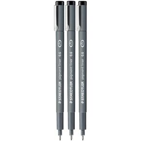 STAEDTLER Staedtler 0.6 Mm Pigment Liner Fineliner Sketching Drawing Drafting Pens Pack Of 3