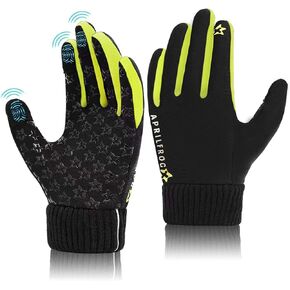 Winter Kids Warm Sports Gloves: Cold Weather Water Resistant Touchscreen Fleece Soft Lining Children Mittens for Boys Girls 4-12 Years Black