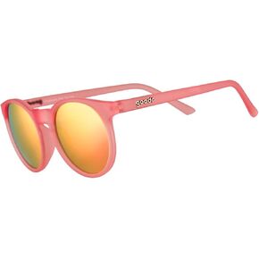 goodr Influencers Pay Double Polarized Round Sunglasses for Men & Women, Light Pink Translucent Frame with Pink Reflective Lens, UV400 Protection, No Slip, No Bounce