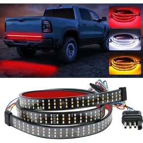 YUGUANG 60 Inch Truck Tailgate Light Bar, Triple Row LED Tailgate Light Strip with Brake Reverse Sequential Turning Signals Strobe Lights