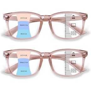 OPTOFENDY Progressive Multifocal Reading Glasses for Women Men, Anti Glare/Eyestrain Blue Light Blocking Computer Readers
