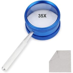 Rongon 35X Handheld Magnifying Glass, High Clarity Reading Magnifier Portable Loupe for Macular Degeneration, Seniors Reading, Soldering, Inspection, Coins, Jewelry, Exploring （Diameter:50mm/1.97"）