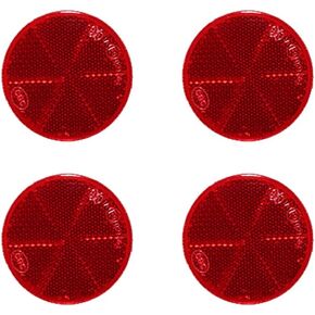 4Pcs Motorcycle Reflectors 2.2" Round Reflector Self Adhesive for Trailers, Trucks, Automobiles,Bike,Boat (Red+Amber)