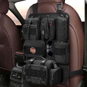 Tactical Seat Back Organizer, Universal Car Seat Back Cover with 6 Different Size Molle Pouches, Tactical Gear Accessories Storage Bag for Front Seat Back of Truck, Pickup, SUV, Jeep, Bag Only