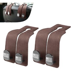 car seat Back Storage Hook,car seat Hooks for headrest,Leather car Purse Hook with American Flag,Car Organizers and Storage for Headrest,Fit for Universal Vehicle,2 Pack (Black)