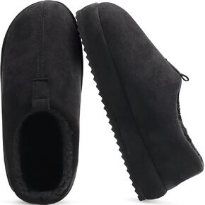 COFACE Men's Clog Slippers Cozy Thick Cushion Memory Foam House Shoes Slippers Indoor Outdoor Lightweight Warm Sherpa Lining Scuff Slippers For Man With Arch Support Rubber Hard Sole