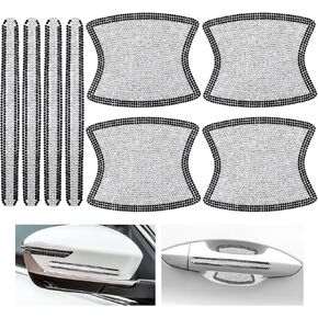 8pcs Bling Car Handle Scratch Protector, Crystal Car Door Handle Bling Rhinestones Stickers Film Pad, Universal Auto Door Handle Scratch Cover Accessories for Women and Girls