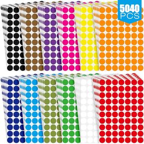 Marspark 5040 Pieces Round Color Coding Labels 3/4 Inch Colored Circle Dot Stickers 12 Assorted Adhesive Color Coding Label Solid Color Label Sticker for Coloring Marking Organizing