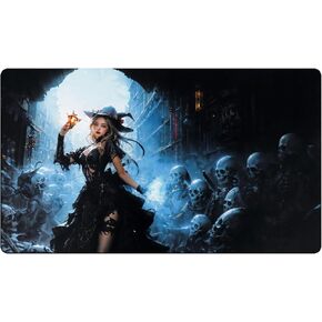 Playmat 24" x 14" Game Mats Tabletop Magic for MTG/TCG Cards, Trading Card Game Playing Stitched Play Mats Commander Deck Gaming Desk Mat Card Gameplay Mats - Necromancer and Amulet of Soul in Kuwait