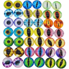 JJGQAZ 40PCS(20Pairs) 15mm Mixed Style Dragon Eyes Doll Eyes Half Round Glass Dome Cabochons for Doll Puppet or DIY Jewelry Making