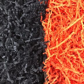 MMvolesy Black Mixed With Orange Halloween Theme Colored Crinkle Paper Filler for Gift Wrap and Basket Filler For gift box filling Cut Paper Shred Filler 8OZ