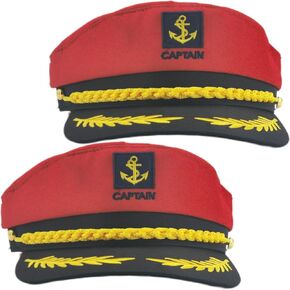 2 Pcs Yacht Captain hat Navy Marine Hat Dress Up & Pretend Play Sailor hat for Men Women Halloween Costume Accessory