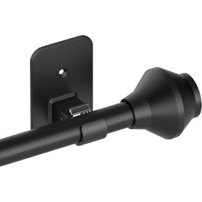 Curtain Rods No Drilling for Windows 32 to 45 Inch, 5/8 Inch Black Curtain Rod with Adhesive Curtain Rod Holder, Renter Friendly Adjustable Curtain Rod for Bedroom Kitchen Apartment(32"-45")