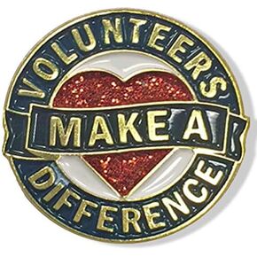 SHOP AWARDS AND GIFTS Volunteer Make a Difference Heart Enamel Lapel Pins Thank You Reward Recognition Award Appreciation Gifts, Bulk Pack of 12, Poly Bagged, 1 Inch