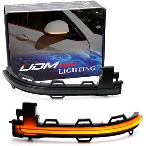 iJDMTOY Smoked Lens Dynamic Sequential Blink LED Side Mirror Turn Signal Light Strip Assembly Compatible With 2014-2018 BMW X5, 2015-2019 BMW X6