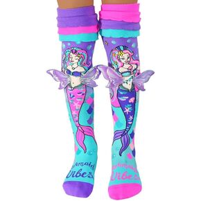 MADMIA Mermaid Vibes Socks, Cute Knee-High Socks With Frills And 3D Wings To Stand Out In The Sea.