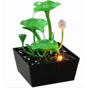 Tabletop Fountain Lotus Circulating Fountain Water Feature Plastic Lotus Circulating Fountain Water Feature for Zen Home Decor（RJ-23046）
