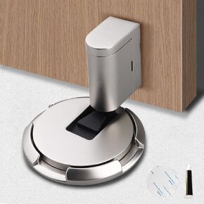 Magnetic Door Stopper, Adjustable Magnetic Door Stoppers Heavy Duty No Drill Door Stopper for Bottom of Door, Adhesive Magnetic Suction Door Stopper Wall Protector for Office Home Garage (Silver)