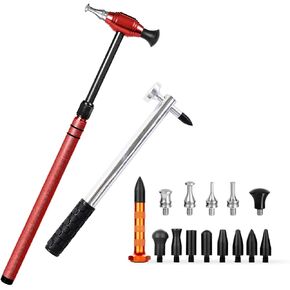LadyRosian 16PCS Car Paintless Dent Repair Tools Aluminum Dent Hammer with Knock Down Head Tap Kit Leveling Telescopic Hammer Set for Car Hail Damage Repair