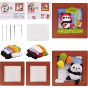 OLYCRAFT 2 Sets 2 Styles Needle Felting Craft Kit Fairy Horse Photo Frame Needle Felting Kit for Beginners Needle Felting Starter Kit with Photo Frame Wool Felt Painting Set for DIY Needlework