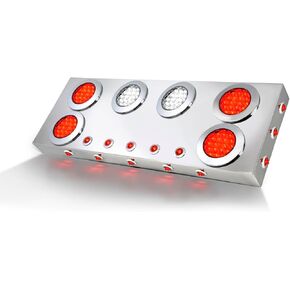 لوحة إضاءة مركزية خلفية من الفولاذ المقاوم للصدأ GG Grand General 91326 مع 4 بوصات و1 بوصة LED أحمر/أحمر وأضواء جانبية