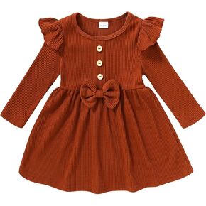 JEELLIGULAR Toddler Baby Girl Sweater Dress Fall Winter Clothes Outfits for Little Girls Long Sleeve Crew Neck Knit Dress